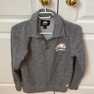 Roots original zip polo in classic salt and pepper grey